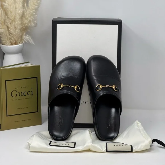 Gucci | Shoes | Authentic Gucci Black Horsebit Leather Mules  display picture 1